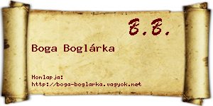 Boga Boglárka névjegykártya
